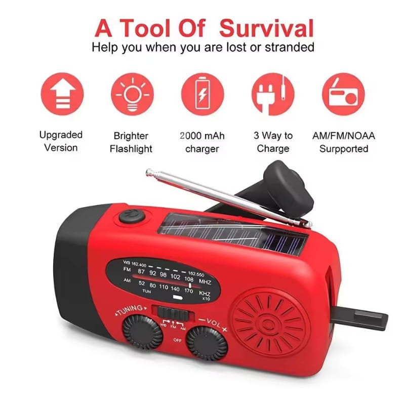 Radio Stonego 2000 mAh Rojo - Radio de Emergencia - Ítem4