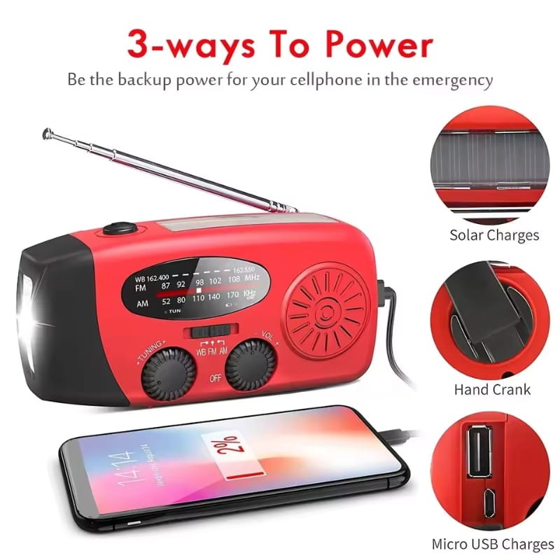 Radio Stonego 2000 mAh Rojo - Radio de Emergencia - Ítem5