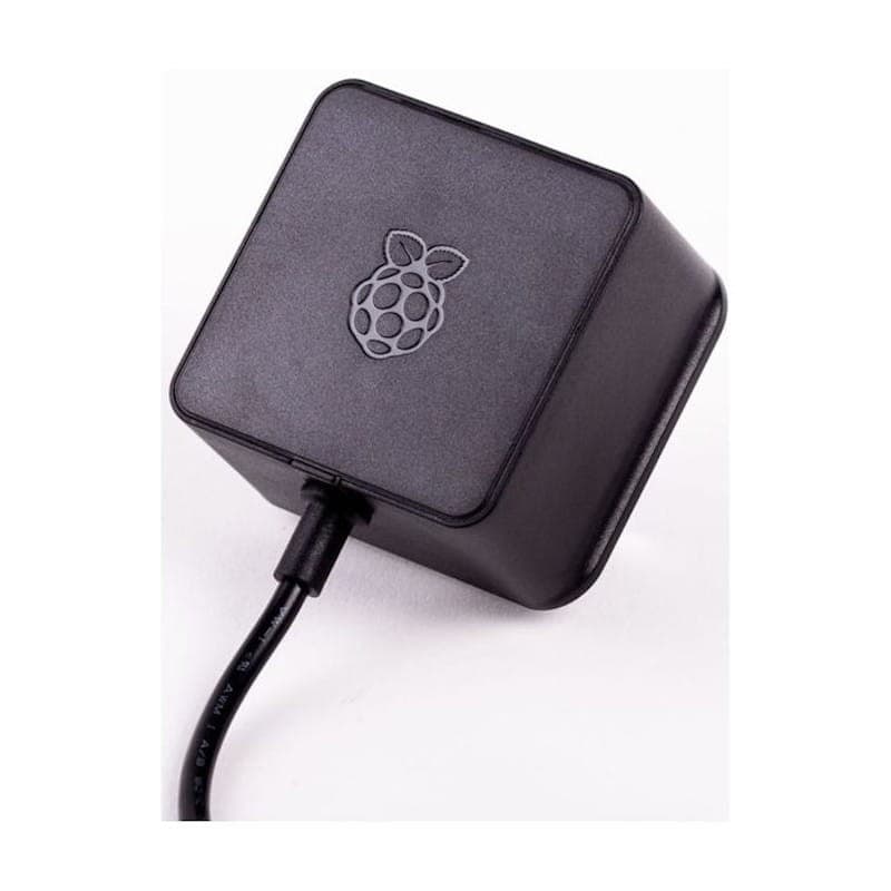 Vista detalhada do adaptador de corrente Raspberry Pi RPI PS 15W BK EU 15,3 W na cor preta