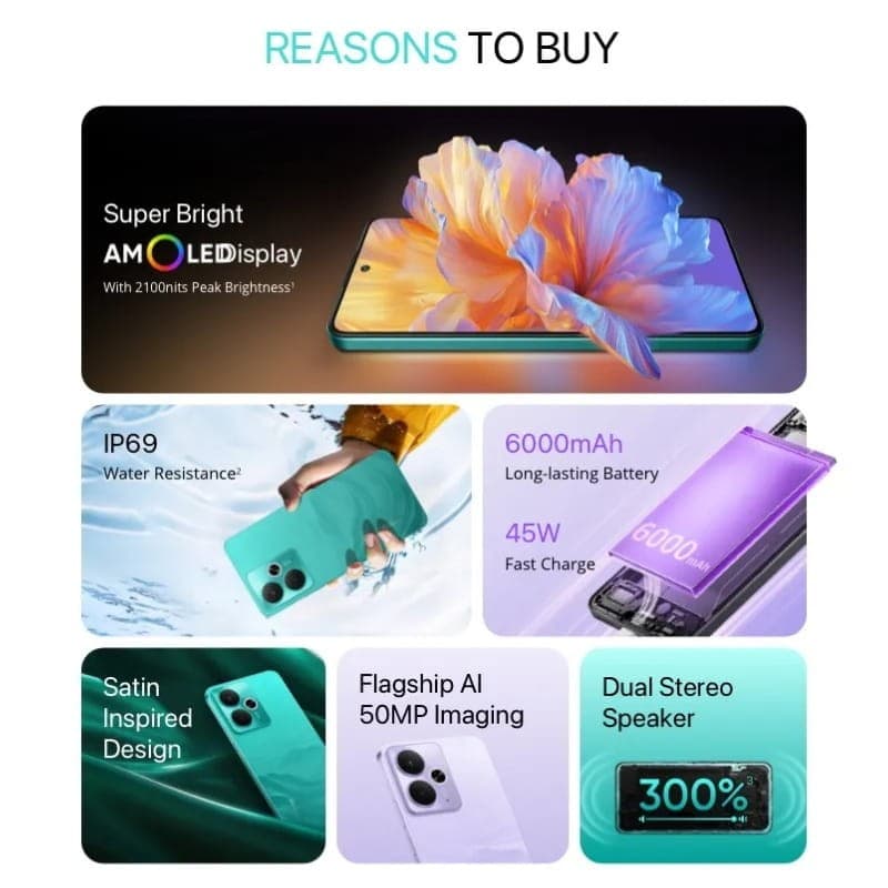 Realme 14T 5G 8GB/256GB Lilás - funções principais