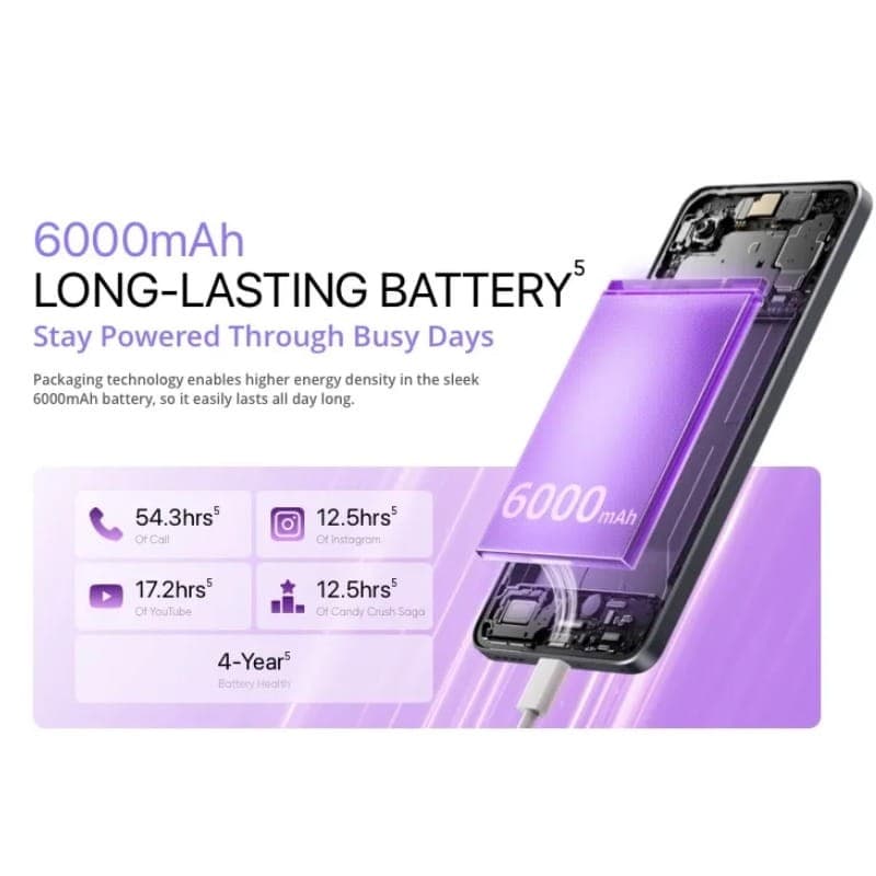 Realme 14T 5G 8GB/256GB Lilás - capacidade da bateria
