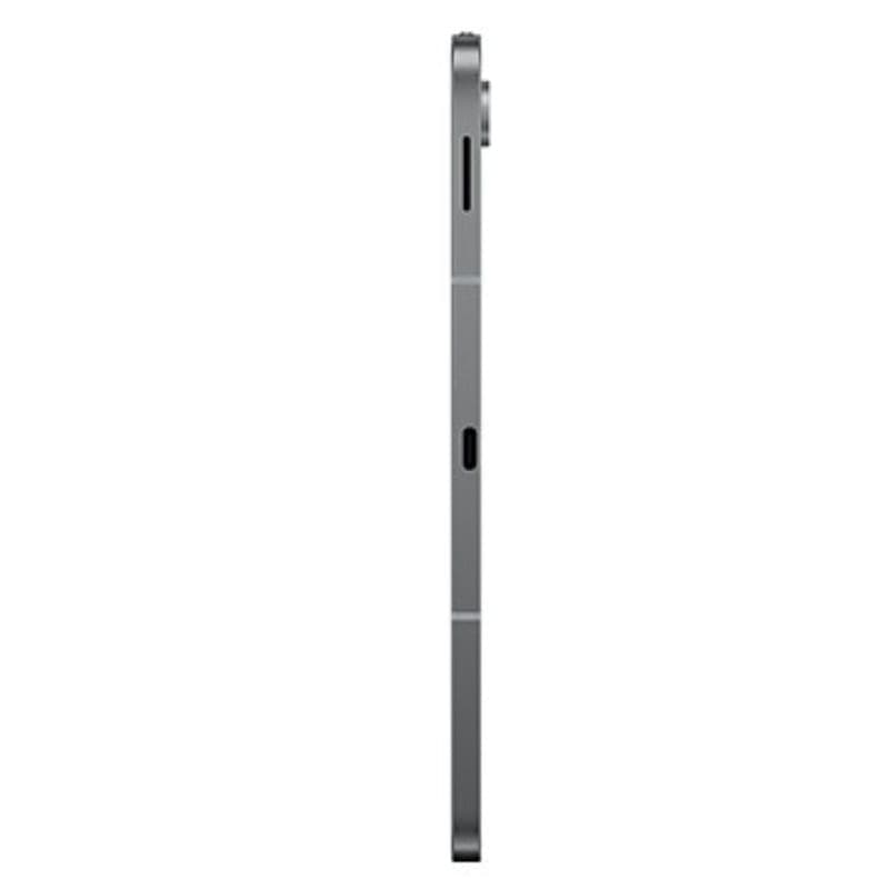 Perfil lateral de la Samsung Galaxy Tab S10 FE 10,9 gris, chasis metálico delgado con líneas de antena, cámara trasera sobresaliente y puerto USB‑C central