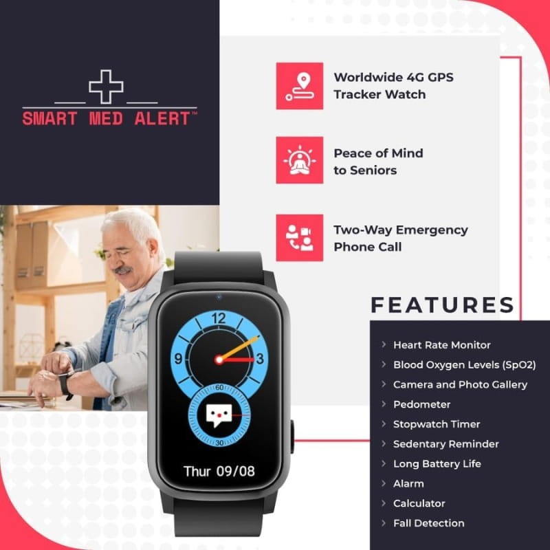 Smart Med Alert SMA 92S Preto - Relógio inteligente - Item1