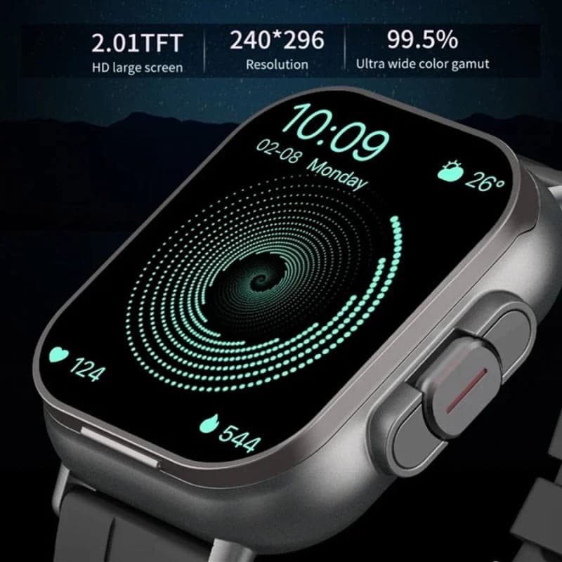 D8 Noir avec bracelet en silicone - caractéristiques de l'affichage