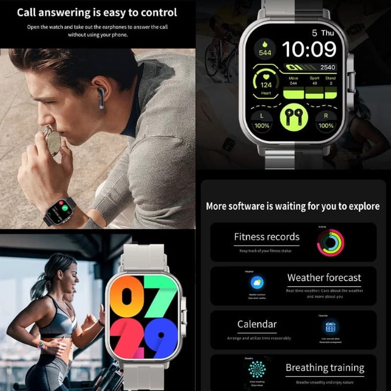 D8 Noir avec bracelet en silicone  - principales fonctions