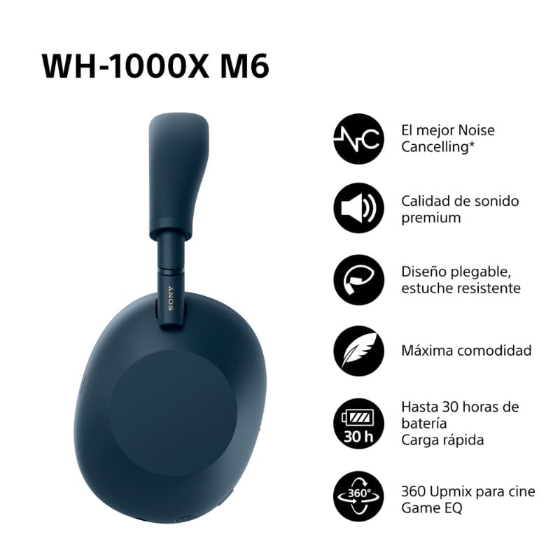Sony WH-1000XM6 ANC Azul Meia-Noite - Item4
