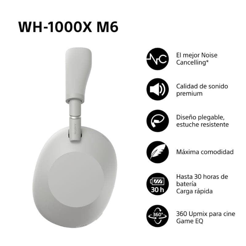 Sony WH-1000XM6 ANC Plata - funciones principales