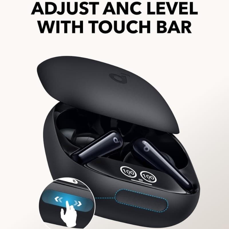 Soundcore Liberty 4 Pro ANC Preto - controlo tátil no estojo