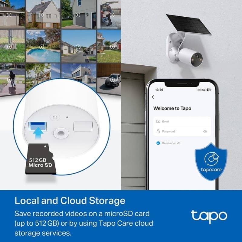 TP-Link TC82 KIT 3 MP/2K IP65 WiFi Solar - métodos de almacenamiento