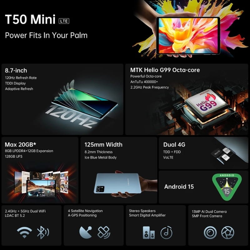 Teclast T50 Mini 8,7 8GB/128GB WiFi + 4G - Item4
