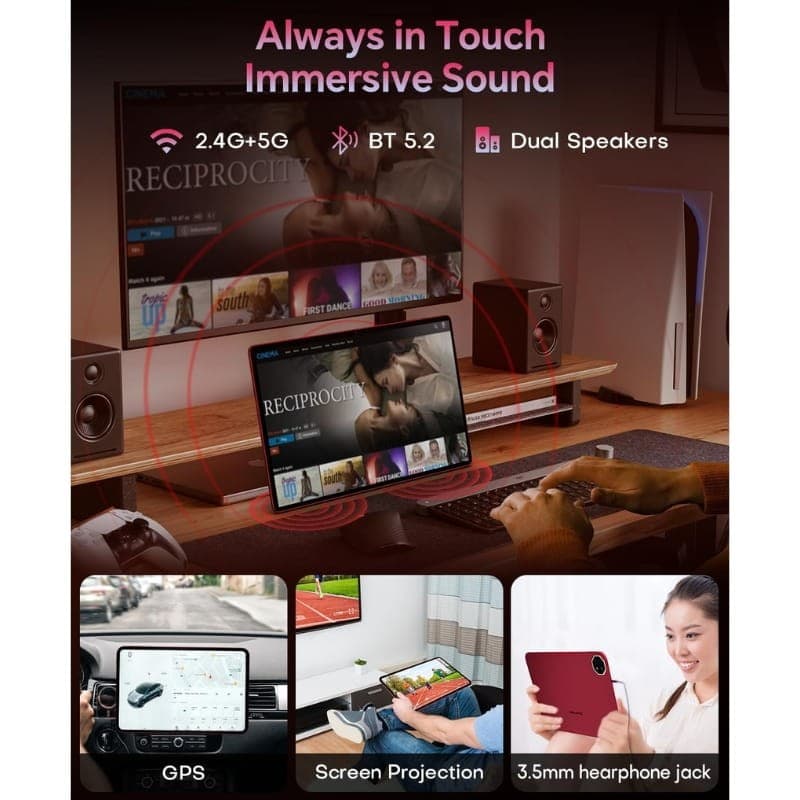 Teclast T65 Plus 13,4 polegadas 8GB/256GB WiFi + 4G Vermelho - conetividade e altifalantes