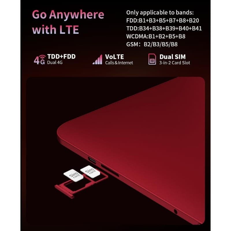 Teclast T65 Plus 13,4 polegadas 8GB/256GB WiFi + 4G Vermelho - Conectividade 4G