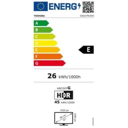 Toshiba 32QV2F63DG 32'' Full HD QLED Smart TV - eficiência energética