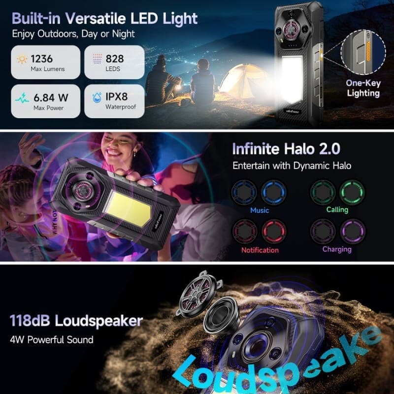 Ulefone Armor 30 12GB/512GB Preto Rugged - Iluminação LED