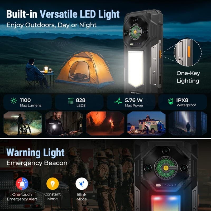 Ulefone Armor 33 12Go/512Go Rugged - Lampe d'urgence LED