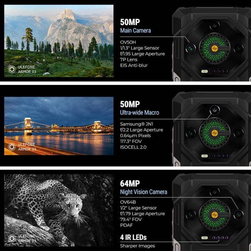 Ulefone Armor 33 12Go/512Go Rugged - système de caméra