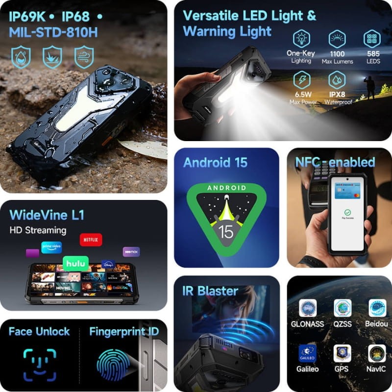 Ulefone Armor 34 Pro 5G 16GB/512GB Negro Rugged con Proyector - Ítem8