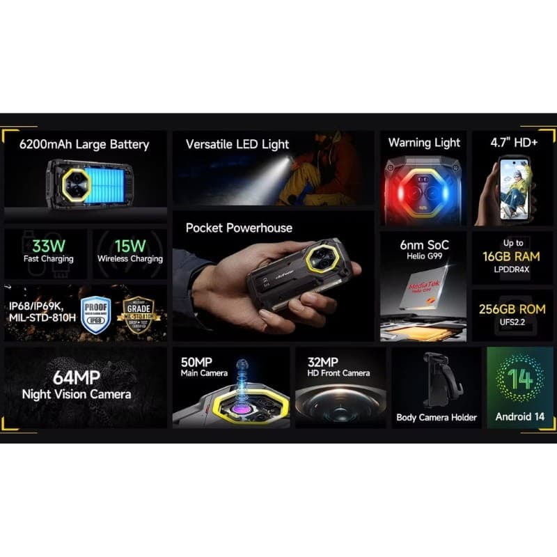Ulefone Armor Mini 20 8GB/256GB Preto - caraterísticas principais