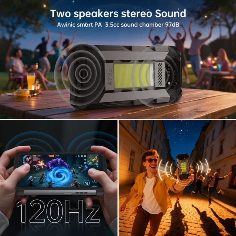 Unihertz 8849 Hike 12GB/512GB Rugged con doble altavoz estéreo, cámara trasera grande, pantalla 120Hz y diseño robusto para exteriores y gaming