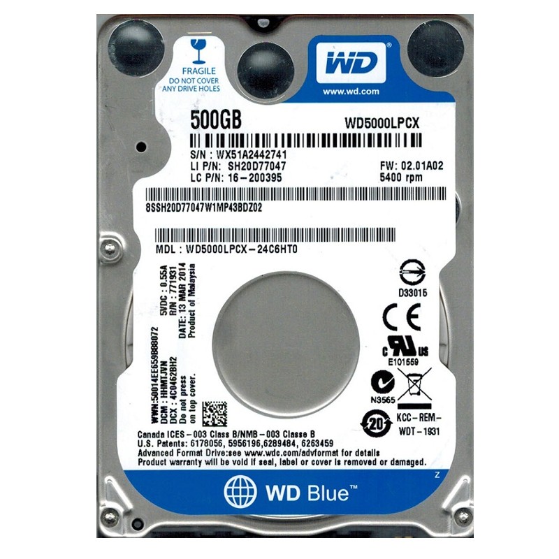 Disco Rigido WD Blue 500GB SATA 2,5” - Item