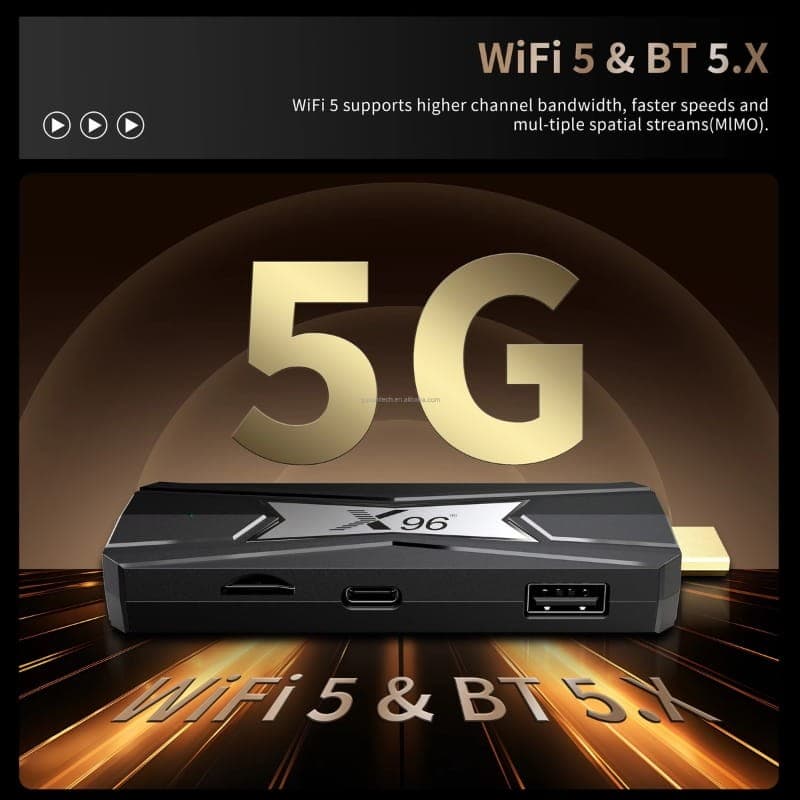 X96 NEO S905X5M 4Go/32Go Android 14 - Connectivité WiFi + Bluetooth