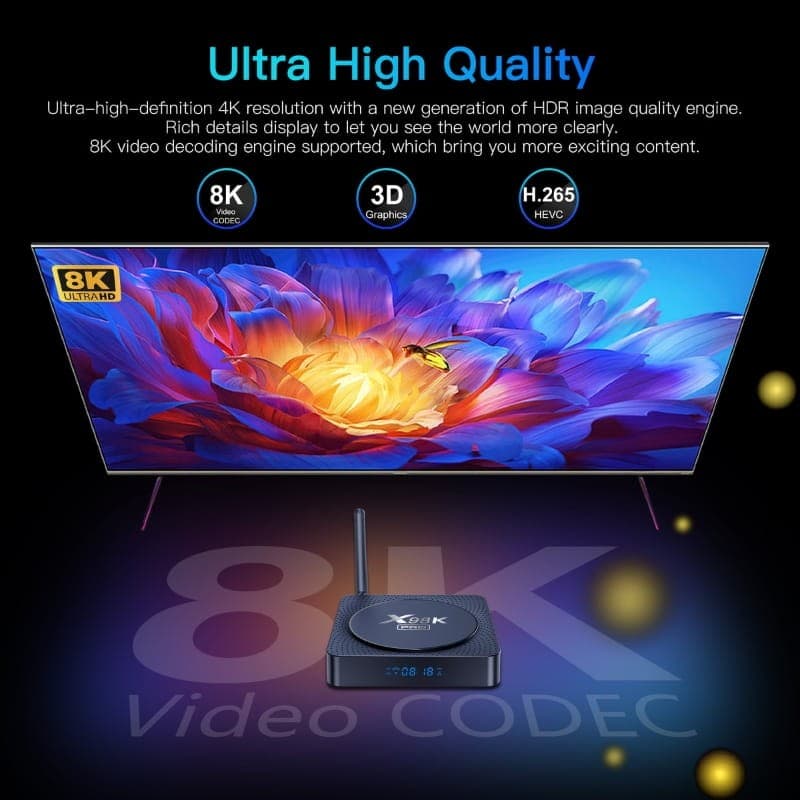 X98K Pro RK3566 4Go/32Go WiFi Android 11 - qualité de l'image 8K