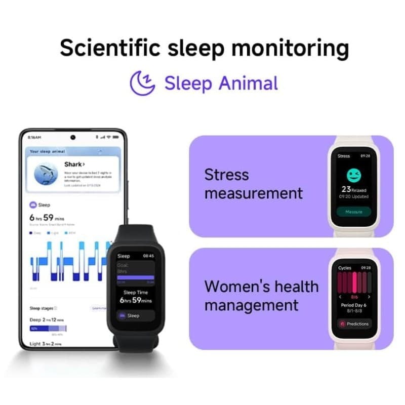 Xiaomi Mi Smart Band 9 Active Violet - moniteur de sommeil