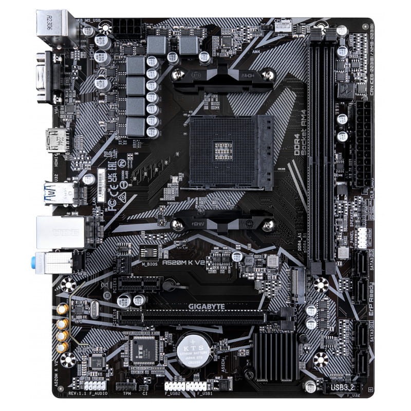 Gigabyte A520M K V2 AMD Socket AM4 64GB Micro ATX Black - Carte mère - Ítem1