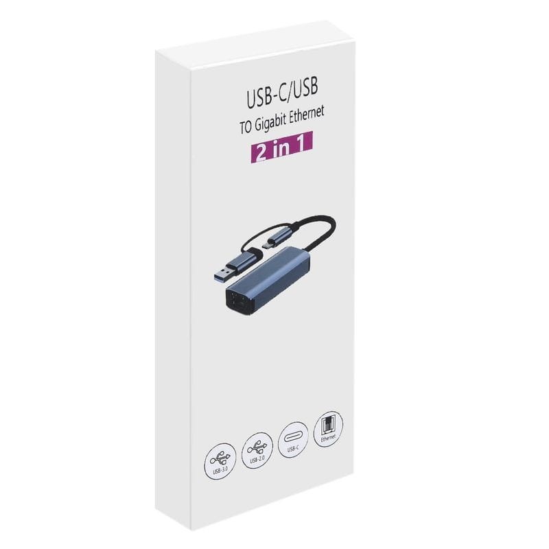 Adaptador BYL-2207 2 en 1 USB 3.0+Tipo-C a RJ45 Gris - Ítem3