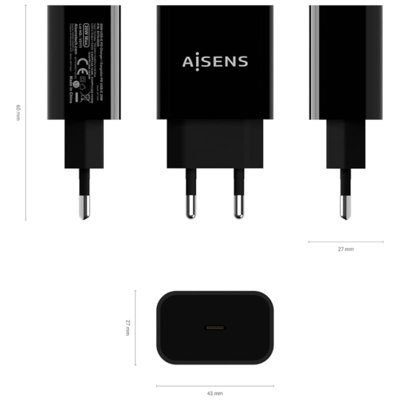 Aisens A110-0538 20W Negro - Cargador de Pared - Ítem2