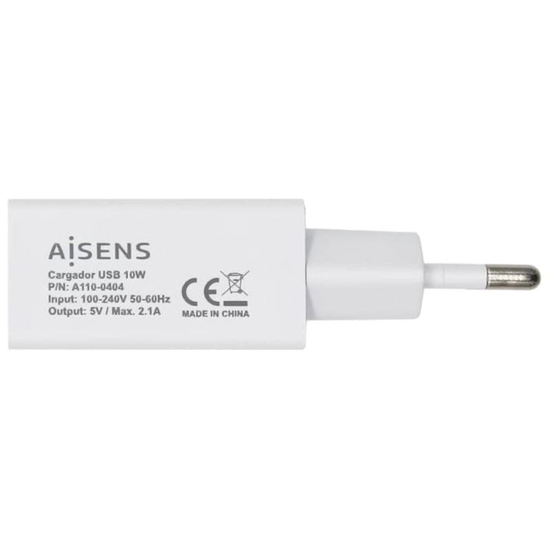 Carregador Aisens A110-0404 USB 10W 5V/2A Branco - Lado