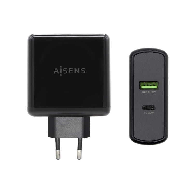 Aisens ASCH-2PD30QC-BK: 48W Quick Charge 3.0 Negro - Cargador de Pared - Ítem