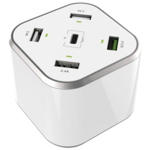 Aisens ASCH-5PQC-W 48W USB Tipo-C 4xUSB Blanco - Cargador de Mesa