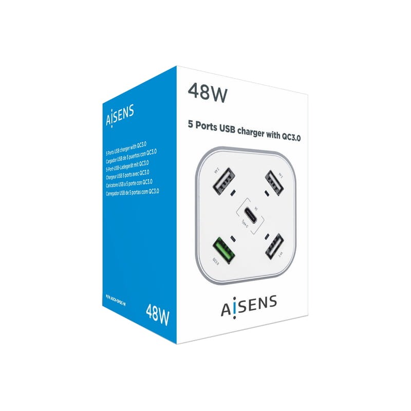 Aisens ASCH-5PQC-W 48W USB Tipo-C 4xUSB Blanco - Cargador de Mesa - Ítem5