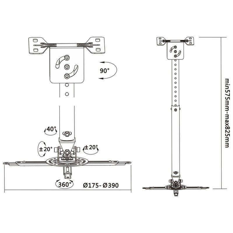 Aisens CP02TSRE-051 Suporte para projector Teto Preto - Item4