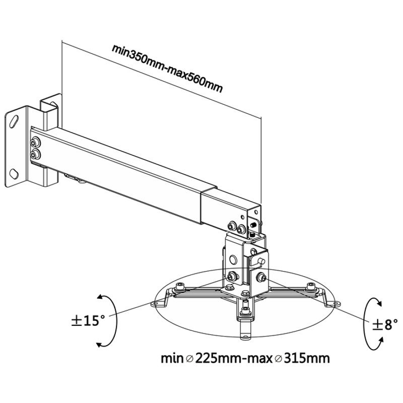 Aisens CWP01TSE-047 soporte para proyector Pared/techo Negro - Ítem5