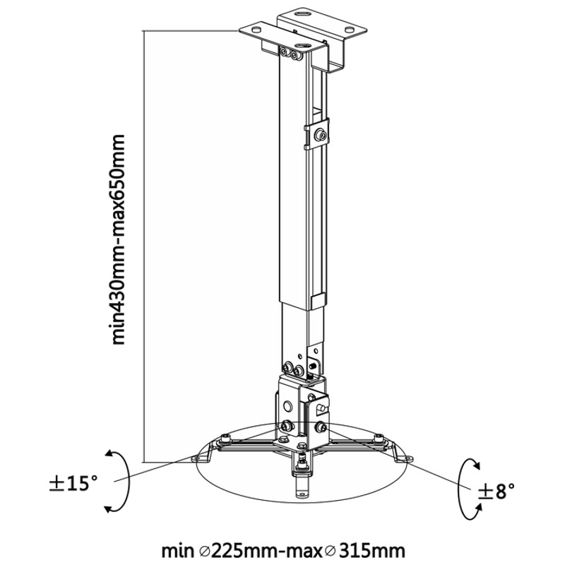 Aisens CWP01TSE-047 soporte para proyector Pared/techo Negro - Ítem6