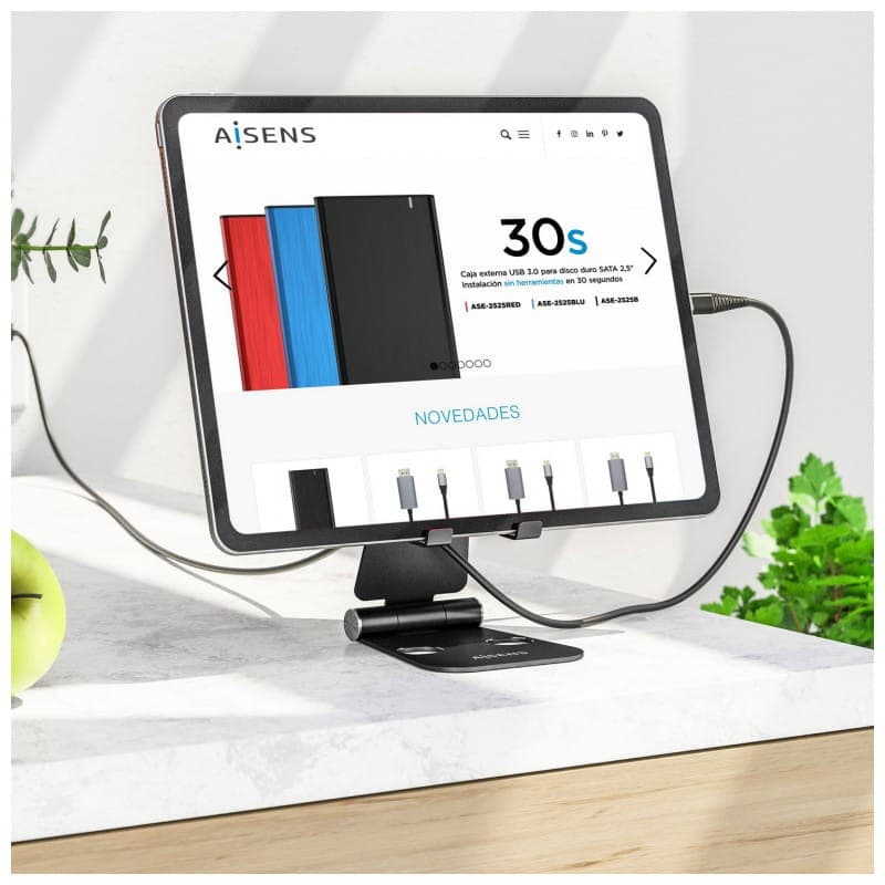 Aisens jusqu'à 11 pouces Noir - Support pour Tablette/Smartphone, Haute compatibilité