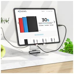 Aisens até 11 polegadas Prata - Suporte para Tablet/Smartphone, Projetado para passar por um cabo de carregamento,