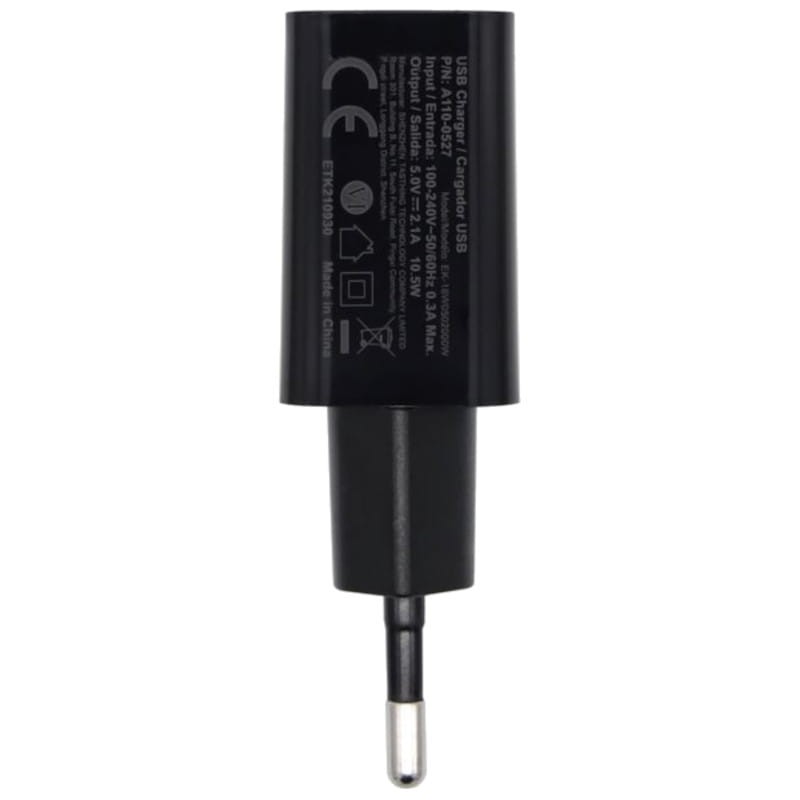 Cargador Aisens USB 10W Alta Eficiencia 5V/2A Negro - Ítem1