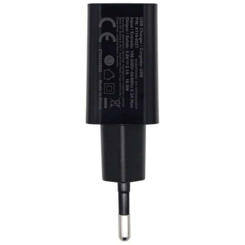 Carregador Aisens USB 10 W Alta Eficiência 5 V/2 A Preto - Lado