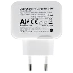 Carregador Aisens USB 17W 5V/3.4A Duplo USB Branco - Traseira