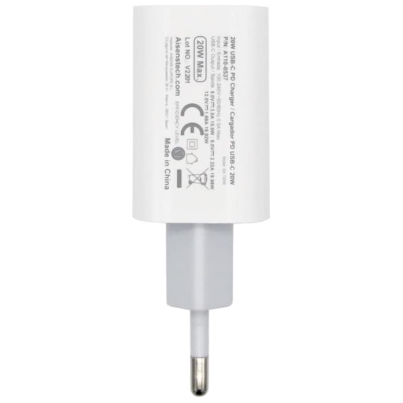 Carregador Aisens USB-C PD3.0 20W Branco - Item1