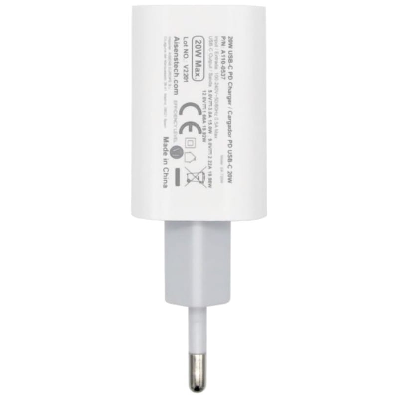 Cargador Aisens USB-C PD3.0 20W Blanco - Ítem1