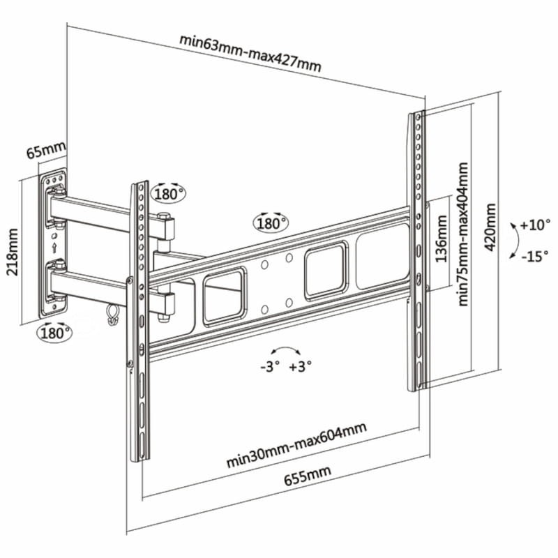 Aisens WT70TSLE-021 Giratorio e Inclinable 70 600x400 mm Negro - Ítem6