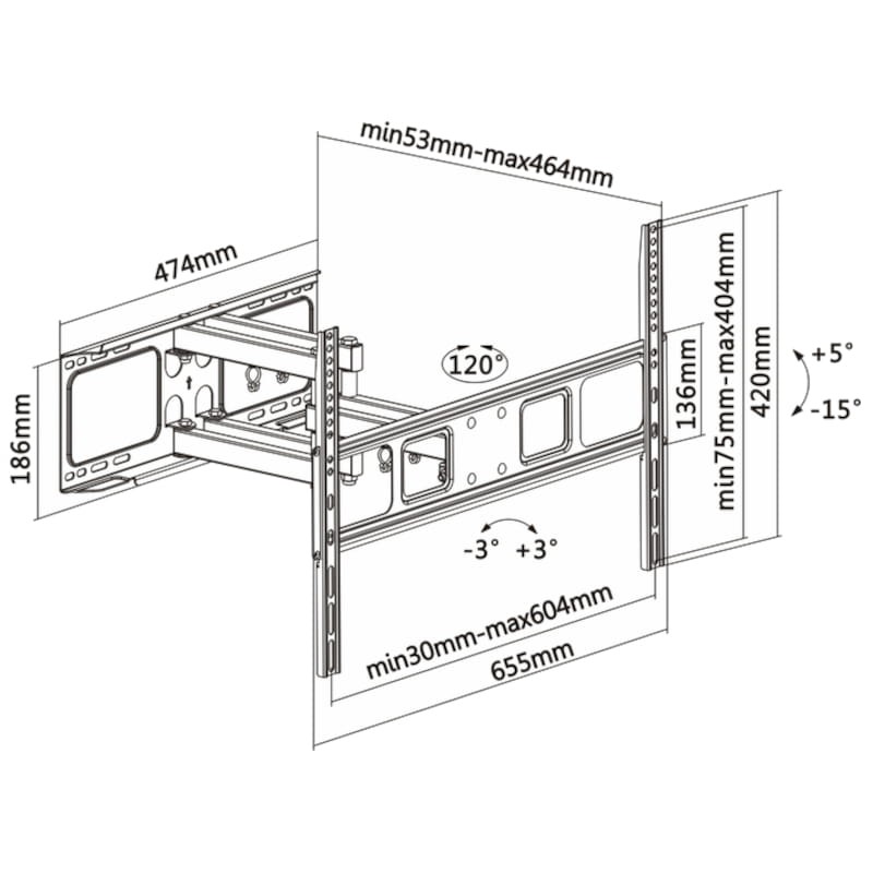 Aisens WT70TSLE-023 Fixe 70 VESA 600x400 mm Noir - Ítem5