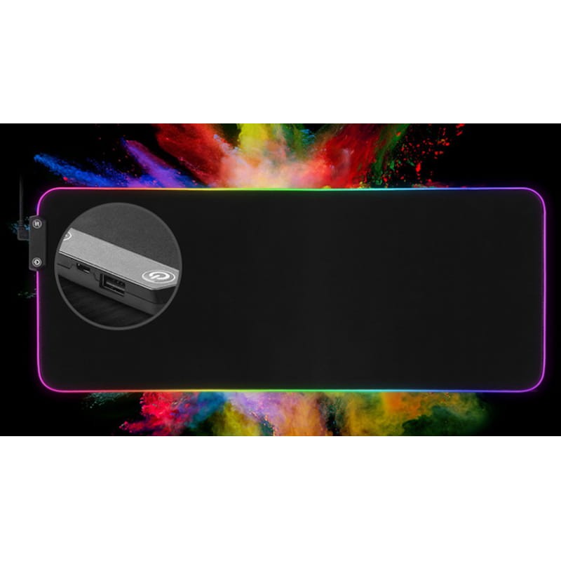 Alfombrilla Gaming con Luces PowerGaming HD RGB con Hub USB 80x30cm Negro - Ítem1