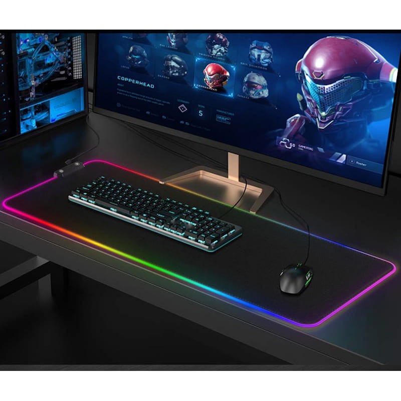 Alfombrilla Gaming con Luces PowerGaming HD RGB con Hub USB 80x30cm Negro - Ítem8