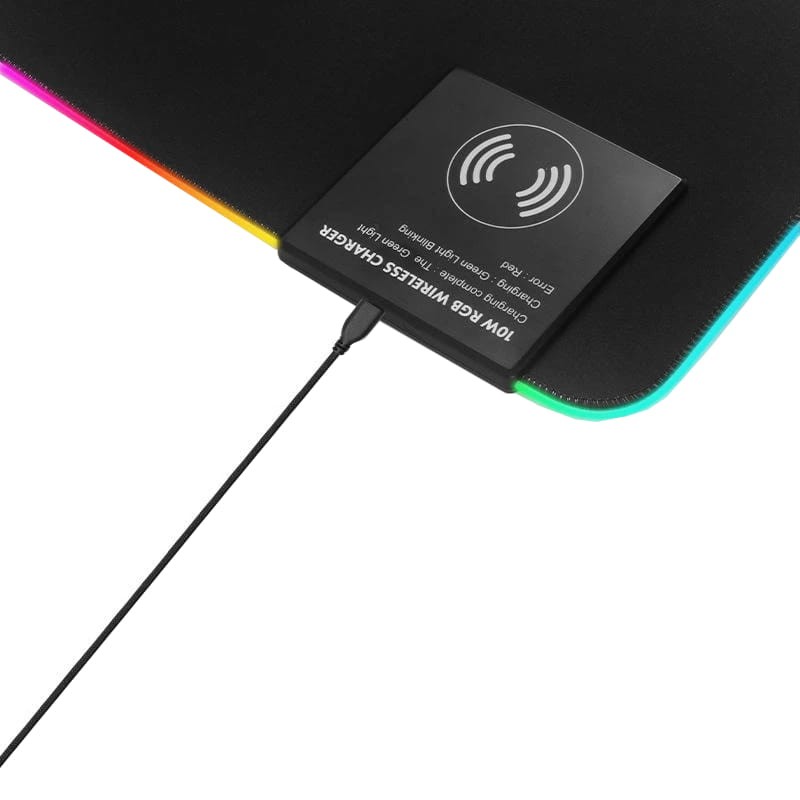 Tapis gamer PowerGaming X10 RGB USB avec chargeur 10W 80x30cm Noir - Ítem1