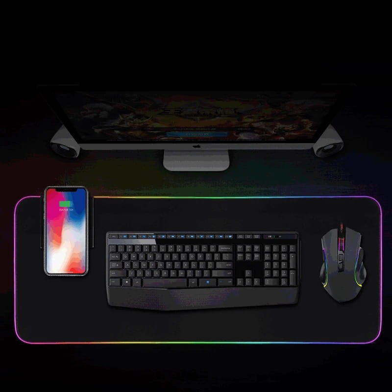 Tapis gamer PowerGaming X10 RGB USB avec chargeur 10W 80x30cm Noir - Ítem4